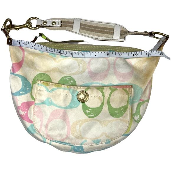 Coach Y2K Hobo Bag White Scribble C Canvas Small Purse Leather Accent Sold As Is - Picture 4 of 9